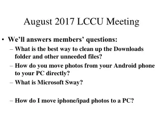August 2017 LCCU Meeting