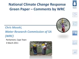 National Climate  Change  Response  Green Paper – Comments by WRC