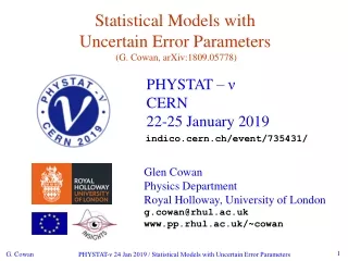 PHYSTAT –  ν CERN 22-25 January 2019