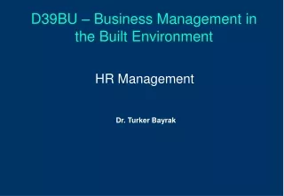 D39BU – Business Management in the Built Environment