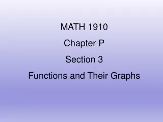 MATH 1910 Chapter P Section 3 Functions and Their Graphs