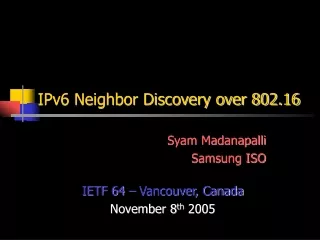 IPv6 Neighbor Discovery over 802.16