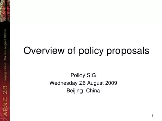 Overview of policy proposals