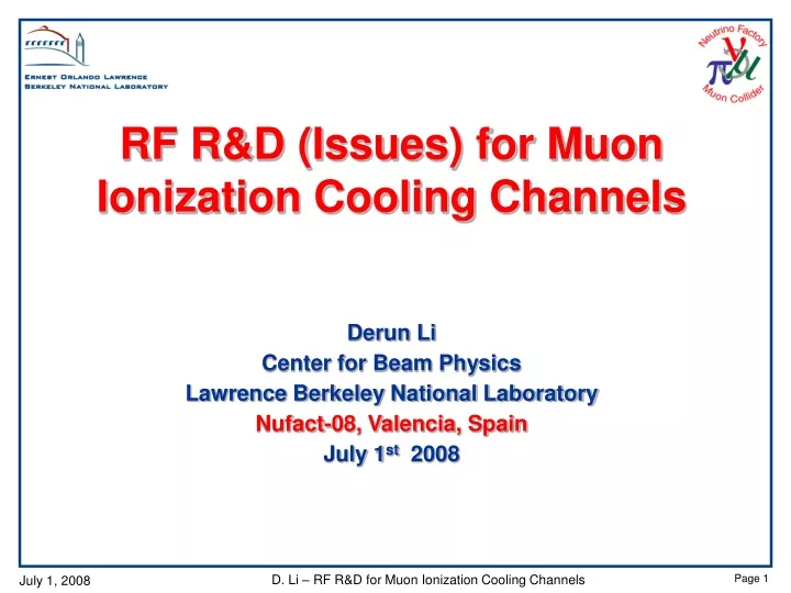 rf r d issues for muon ionization cooling
