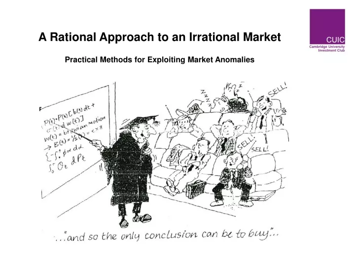 practical methods for exploiting financial anomalies