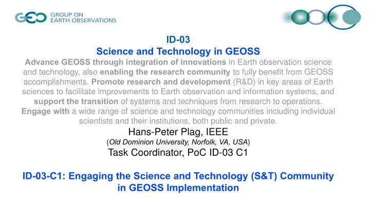 id 03 science and technology in geoss advance