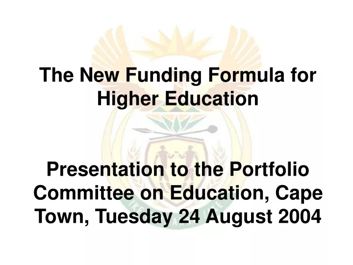 the new funding formula for higher education