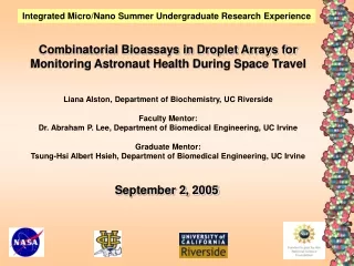 Combinatorial Bioassays in Droplet Arrays for Monitoring Astronaut Health During Space Travel