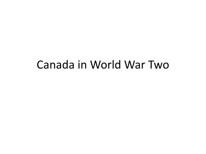 canada in world war two