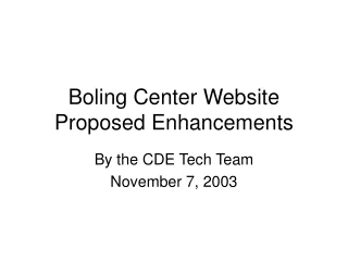 Boling Center Website Proposed Enhancements