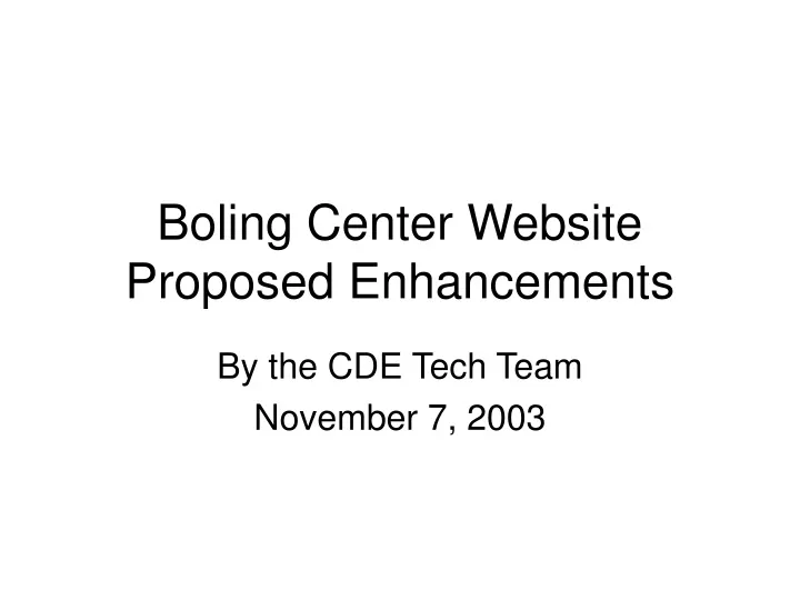 boling center website proposed enhancements