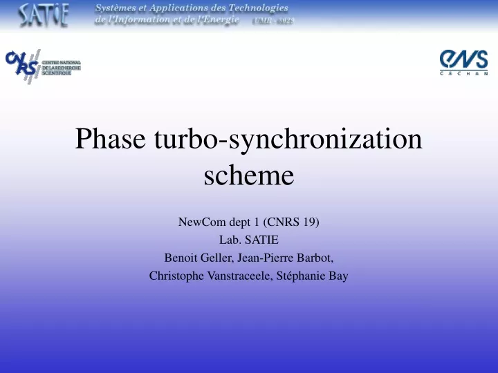 phase turbo synchronization scheme