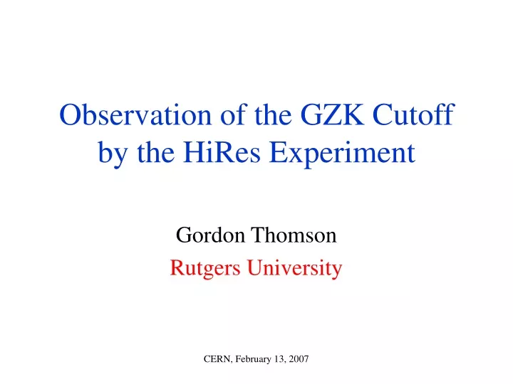 observation of the gzk cutoff by the hires experiment