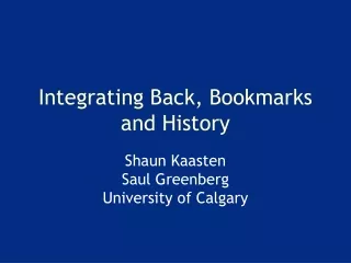 Integrating Back, Bookmarks and History