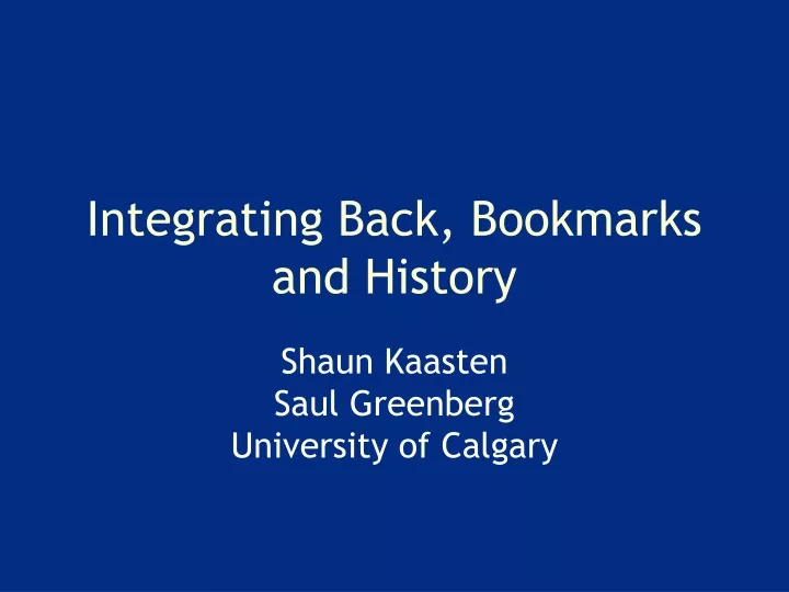 integrating back bookmarks and history