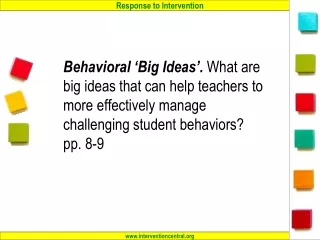 Identifying the Big Ideas That Support Behavior Management