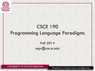 CSCE 190 Programming Language Paradigms