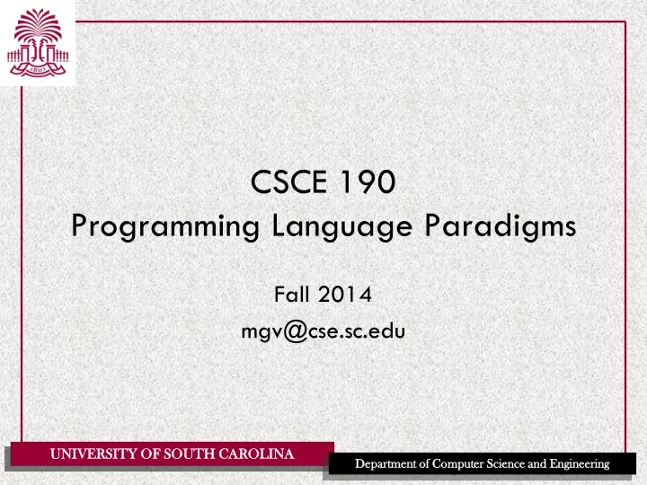 csce 190 programming language paradigms
