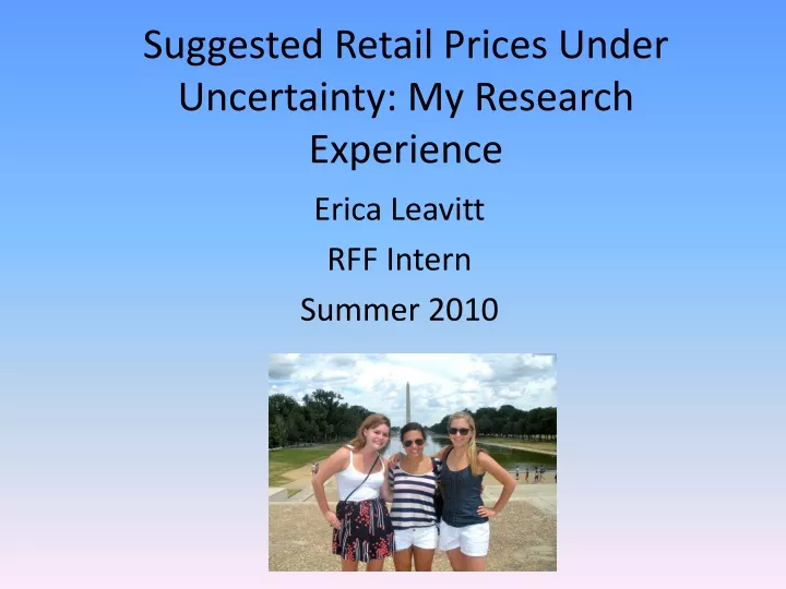 suggested retail prices under uncertainty my research experience