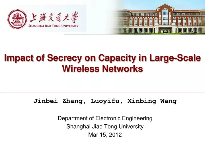 impact of secrecy on capacity in large scale wireless networks