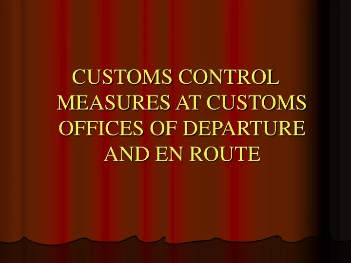 customs control measures at customs offices