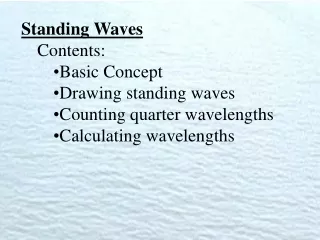 Standing Waves Contents: Basic Concept Drawing standing waves Counting quarter wavelengths