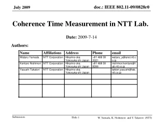 Coherence Time Measurement in NTT Lab.