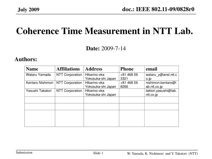 coherence time measurement in ntt lab