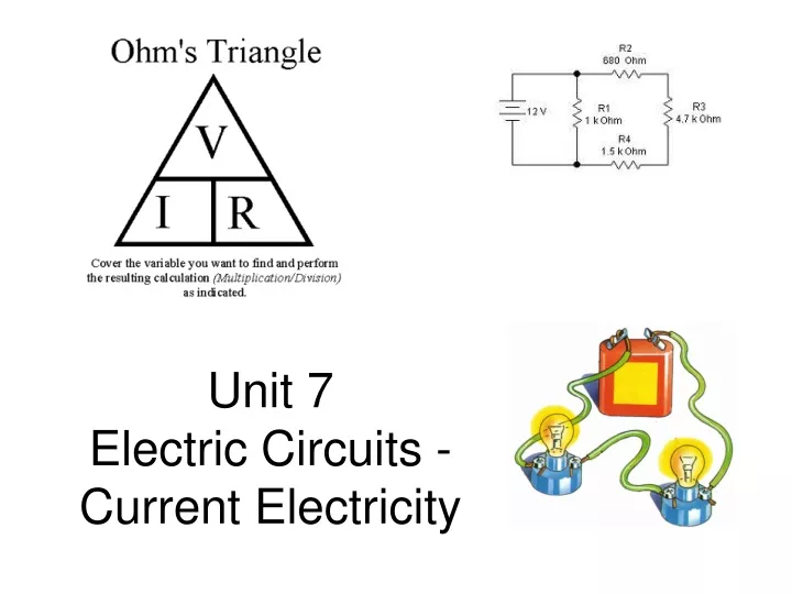 unit 7 electric circuits current electricity