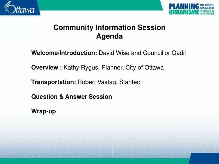 community information session agenda welcome