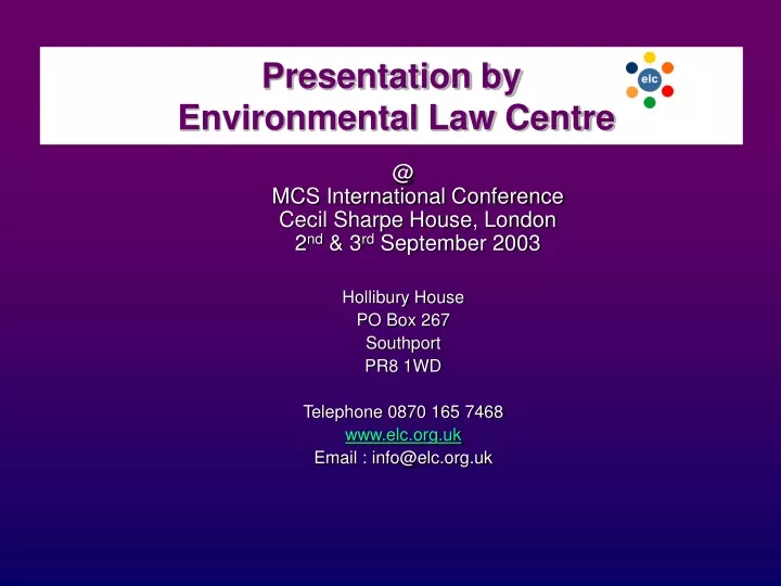 presentation by environmental law centre