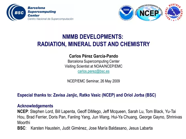 nmmb developments radiation mineral dust