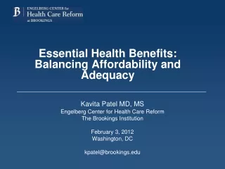 Essential Health Benefits:  Balancing Affordability and Adequacy