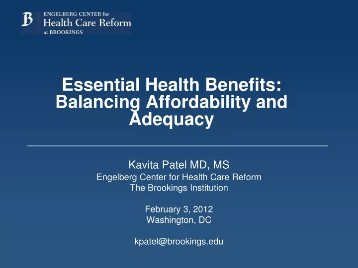 essential health benefits balancing affordability and adequacy