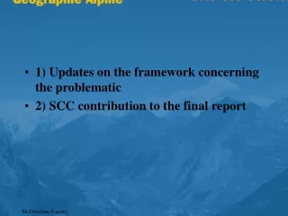 1) Updates on the framework concerning the problematic 2) SCC contribution to the final report