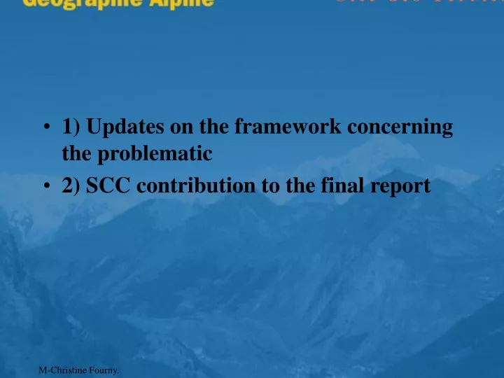 1 updates on the framework concerning