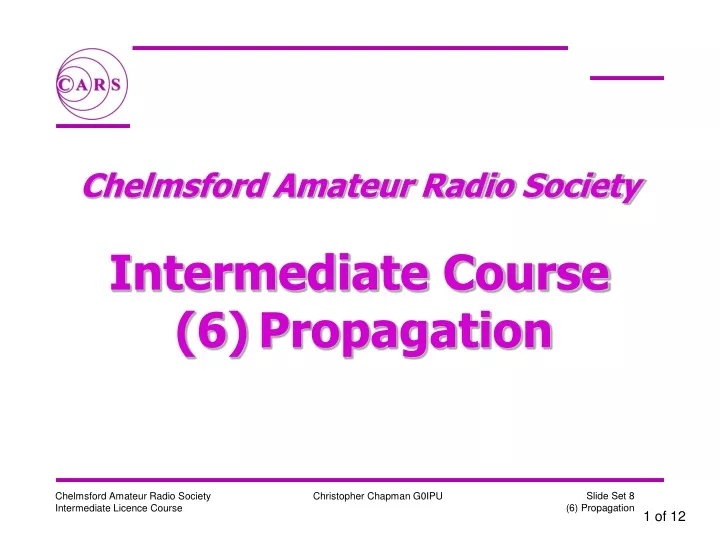 chelmsford amateur radio society intermediate course 6 propagation