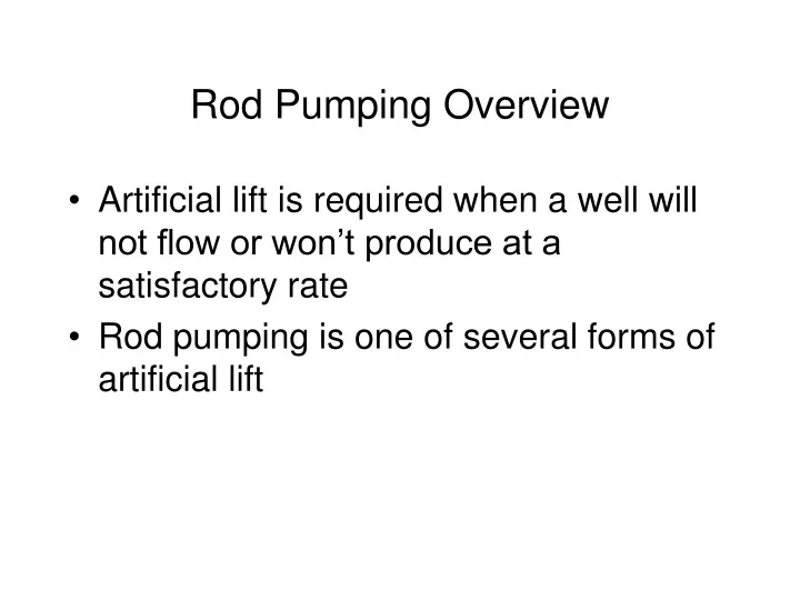 rod pumping overview