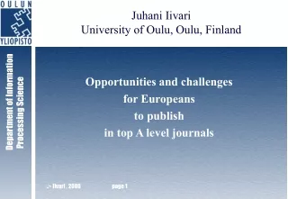Opportunities and challenges  for Europeans  to publish  in top A level journals