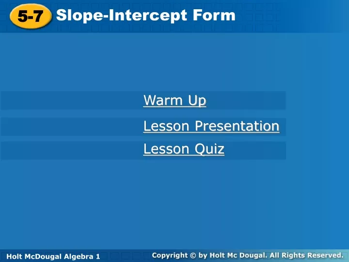 slope intercept form