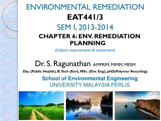 School of Environmental Engineering UNIVERSITY MALAYSIA PERLIS