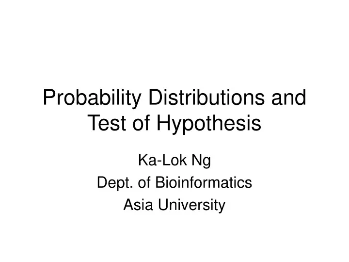 probability distributions and test of hypothesis