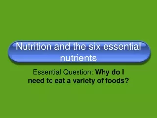 Nutrition and the six essential nutrients