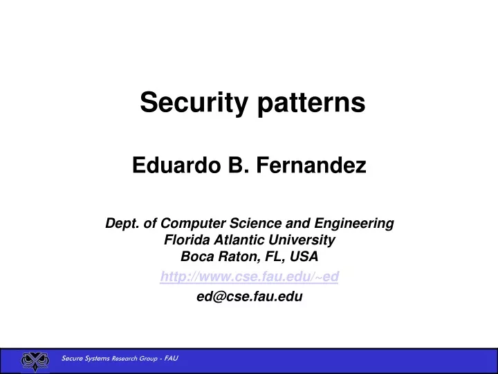security patterns eduardo b fernandez