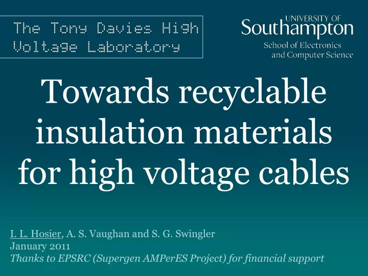 towards recyclable insulation materials for high voltage cables