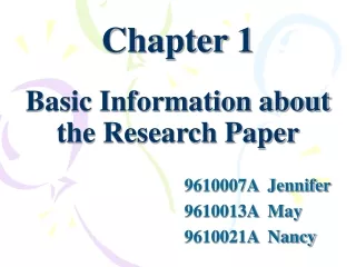 Chapter 1 Basic Information about the Research Paper