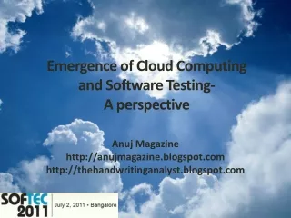 Emergence of Cloud Computing  and Software Testing-  A perspective