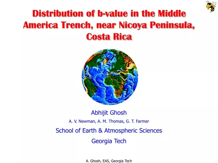 distribution of b value in the middle america trench near nicoya peninsula costa rica