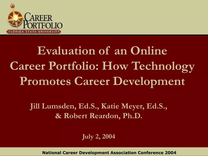 evaluation of an online career portfolio how technology promotes career development