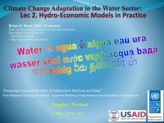 Climate Change Adaptation in the Water Sector: Lec  2. Hydro-Economic  Models in Practice